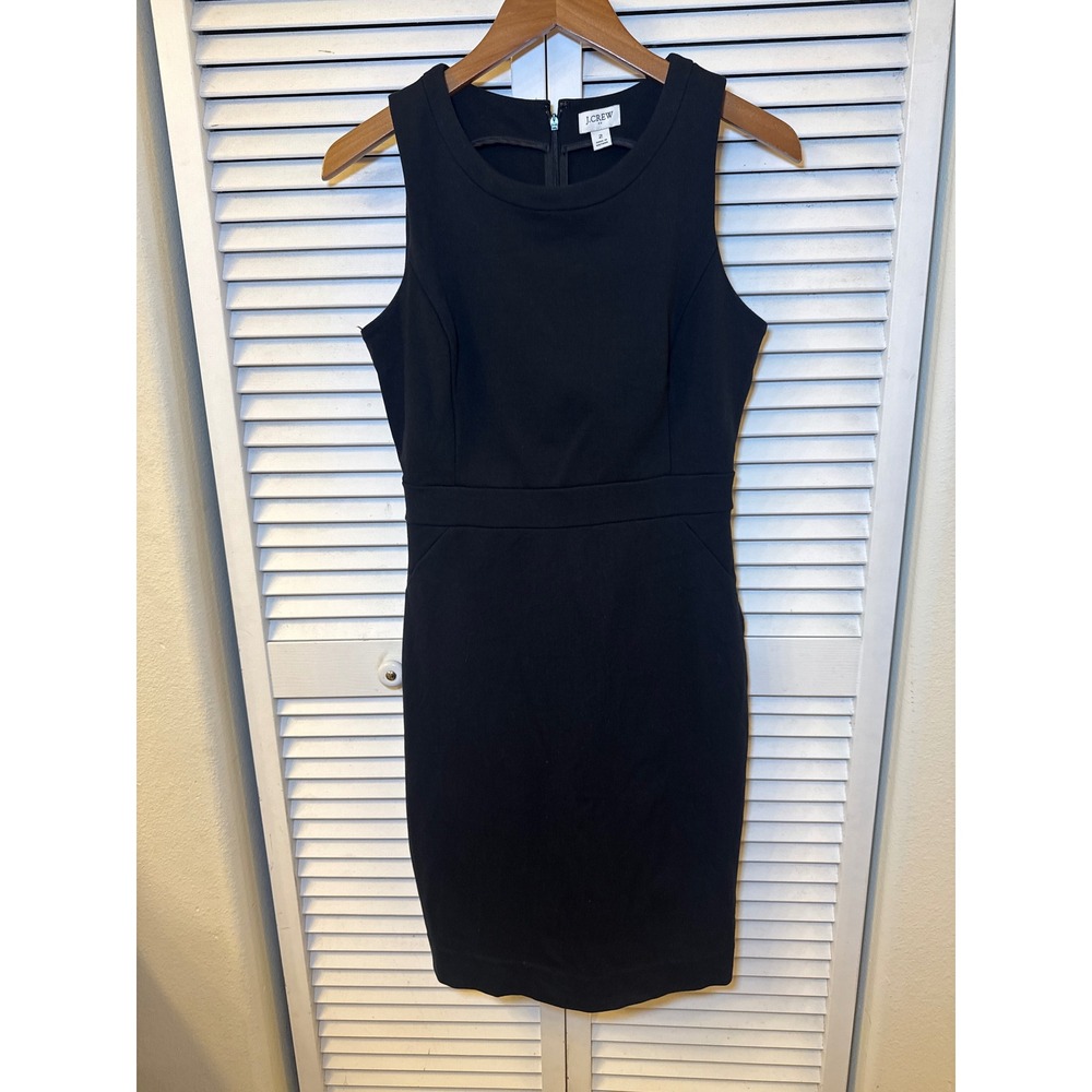 J.Crew Women Black Sleeveless Sheath Dress Size 2 Work Cocktail Career Pocketed